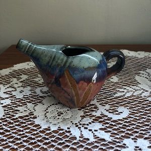 Down To Earth Pottery Pitcher   Blue Hill Maine vintage Creamer Syrup Pitcher